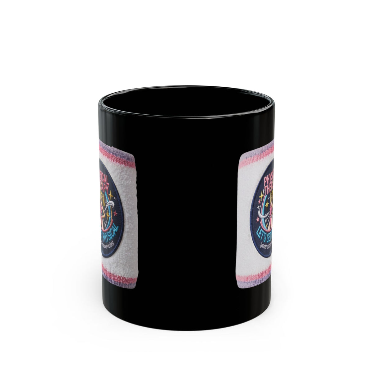 "Let's Get Physical" Black Ceramic Mug