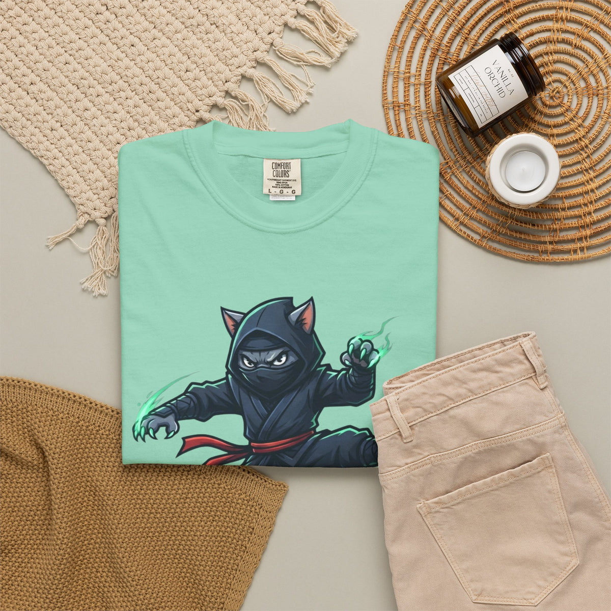 "Ninja Cat Credible" Unisex Garment-Dyed Tee