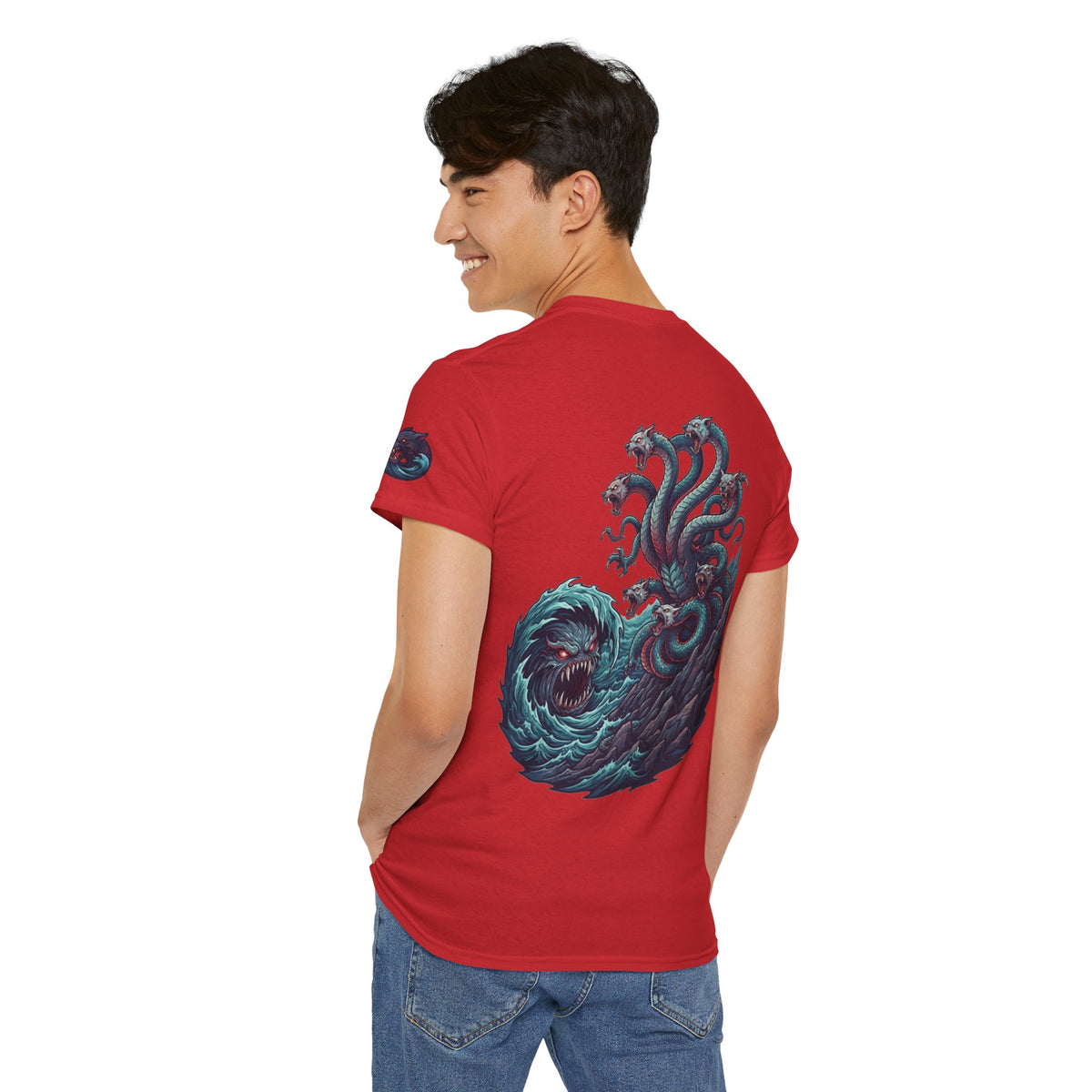 Color: Red | Charybdis and Scylla (Greek Mythology) Premium Graphic Tee