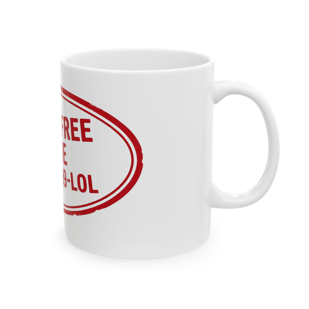 "Irony Free" White Ceramic Mug — Graphic