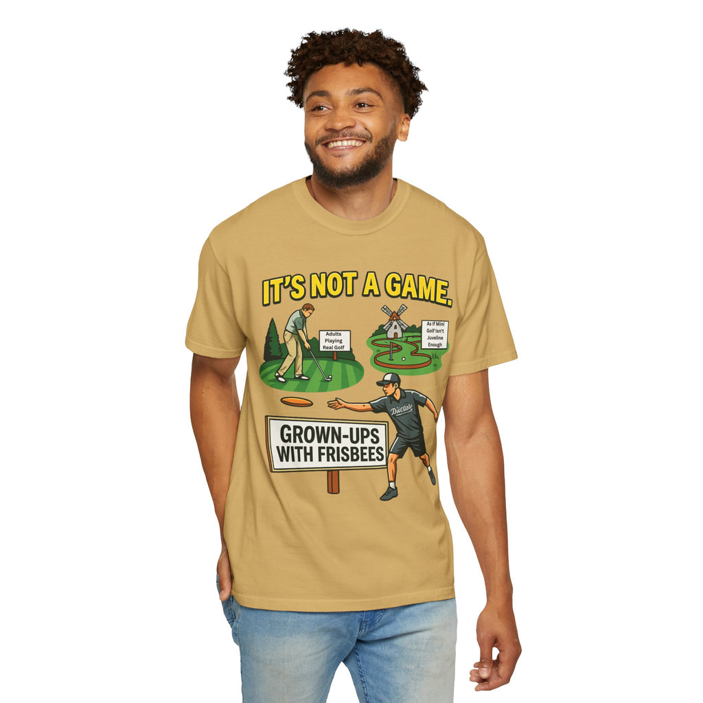 "Grown Ups With Frisbees" Unisex Garment-Dyed T-shirt