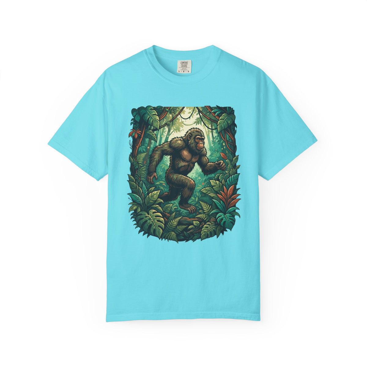 Color: Lagoon Blue | The Bukit Timah Monkey Man (Singapore) Unisex Garment-Dyed Tee