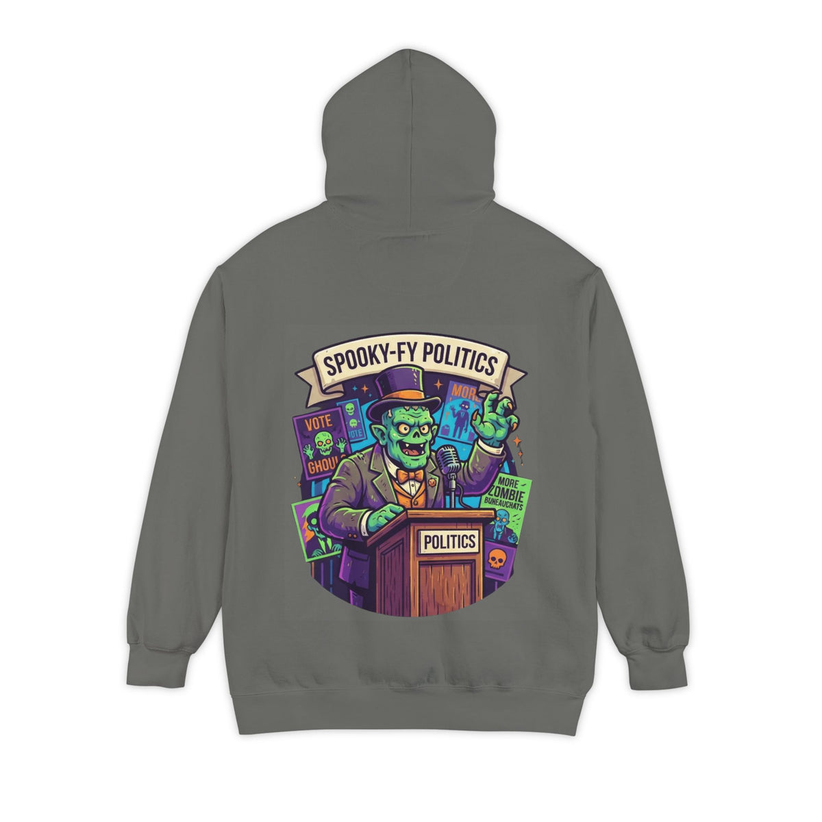 Color: Grey | Spooky-Fy Politics Garment-Dyed Hoodie