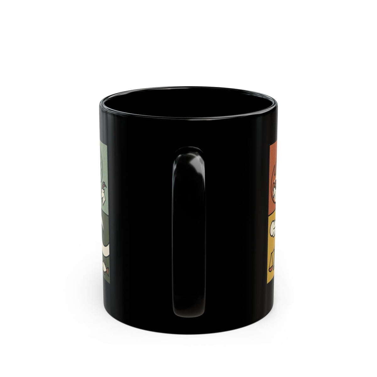 "Four Elements- Fire, Earth, Air, Water" Black Ceramic Mug