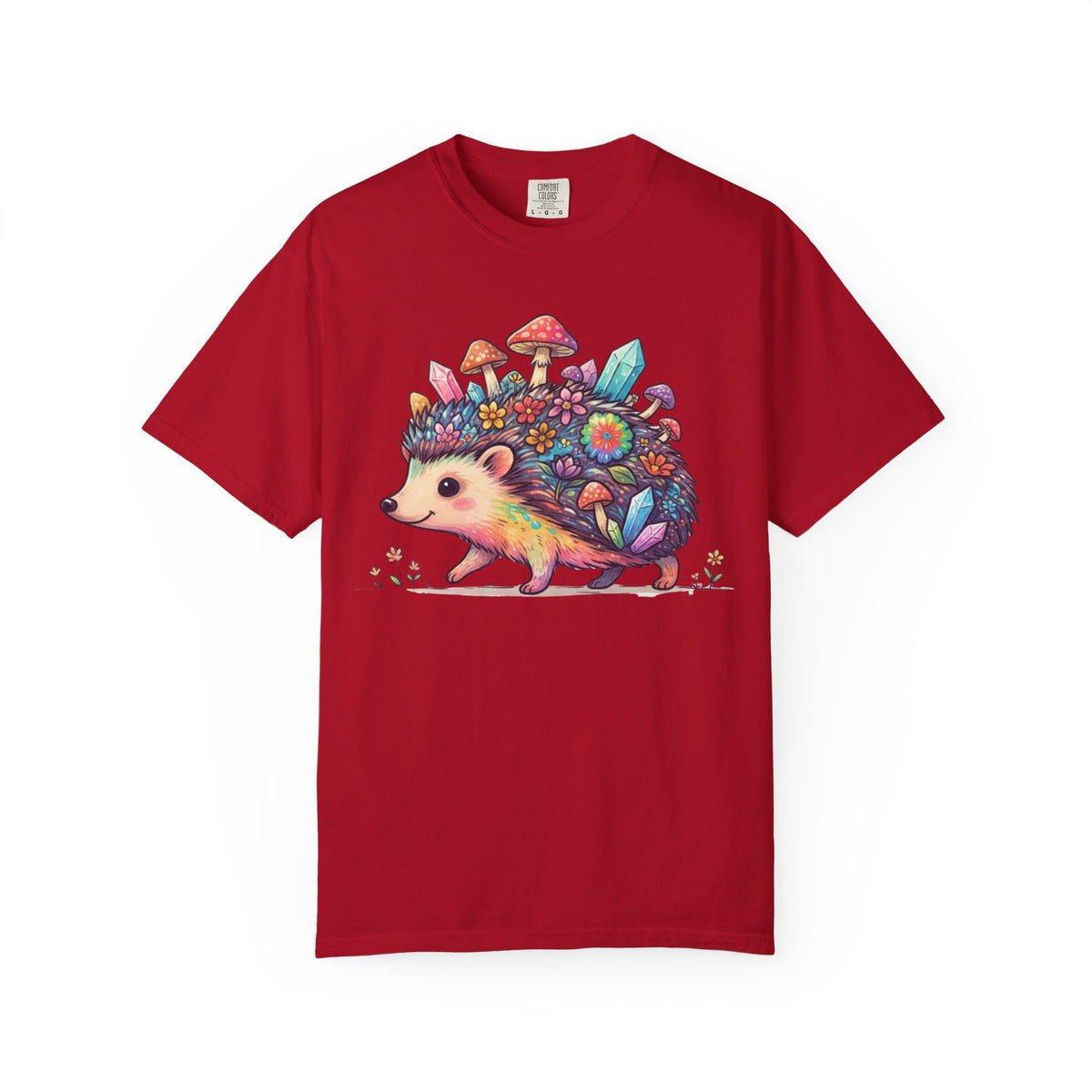 Color: Red | Hippy Hedgehog Unisex Garment-Dyed Tee