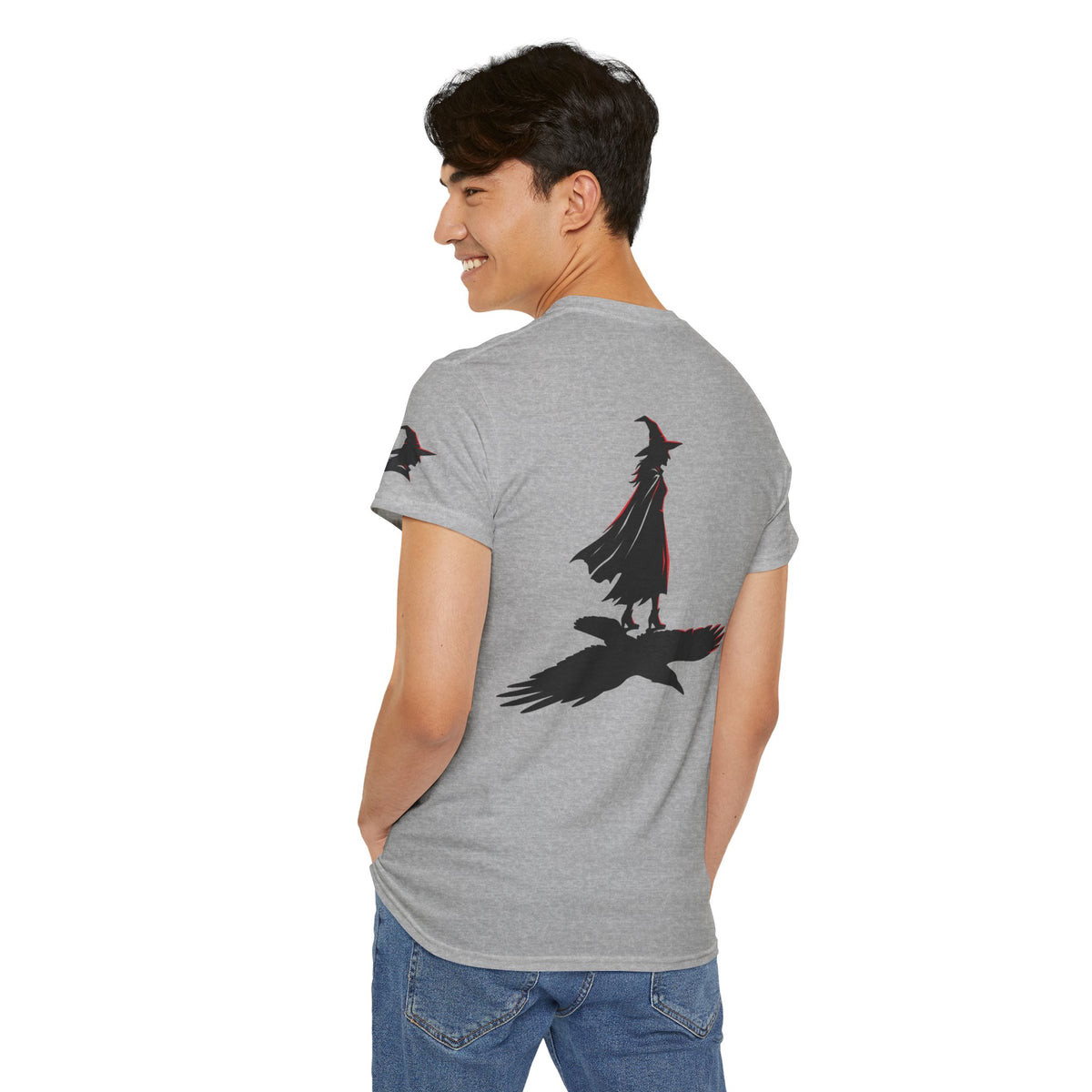 Color: Sport Grey | Witch With Raven Shadow Premium Graphic Tee