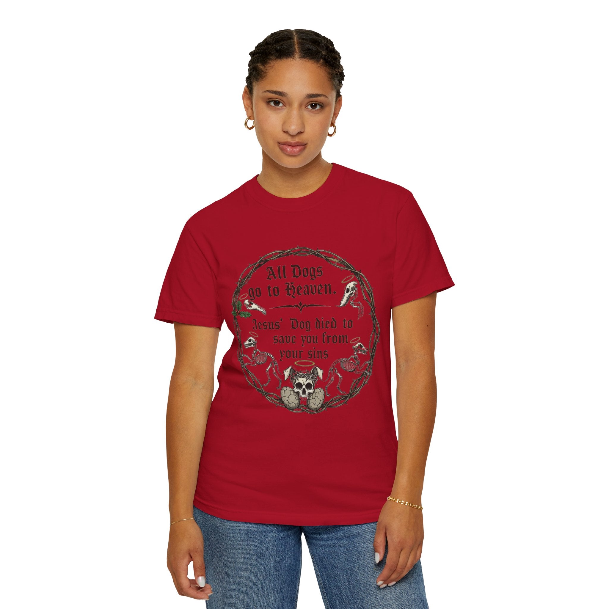 "All Dogs Go to Heaven" Unisex Garment-Dyed T-shirt