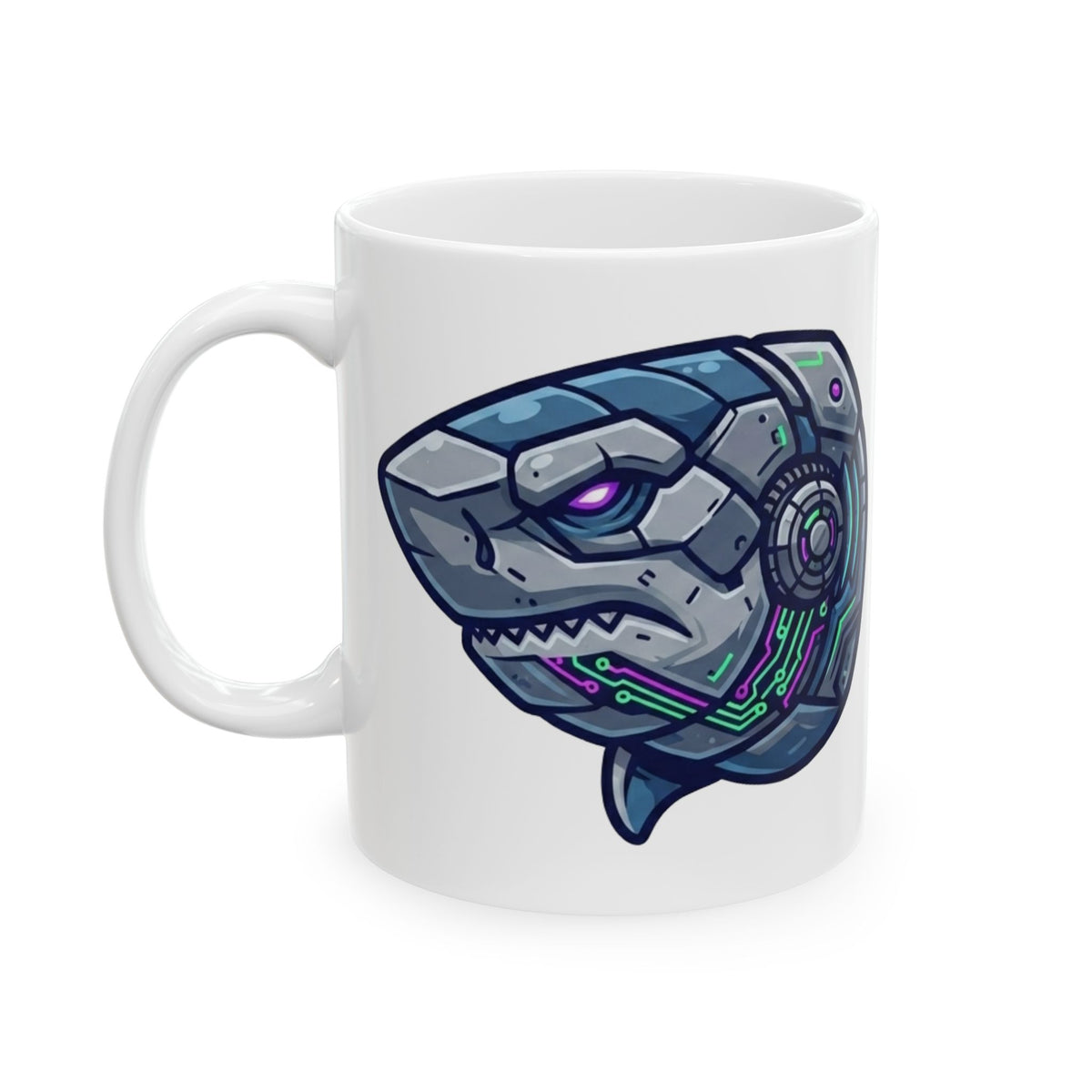 "Cyber Shark" White Ceramic Mug — Graphic