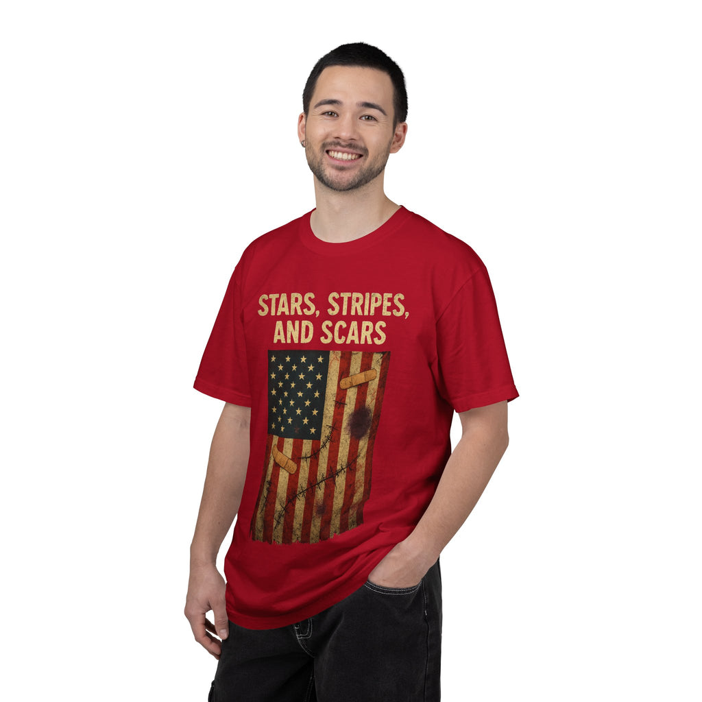 "STARS, STRIPES, AND SCARS" Unisex Garment-Dyed T-shirt