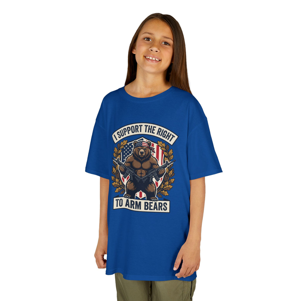 Kids T‑Shirt — "I Support The Right To Arm Bears" Patriotic Bear Graphic Tee