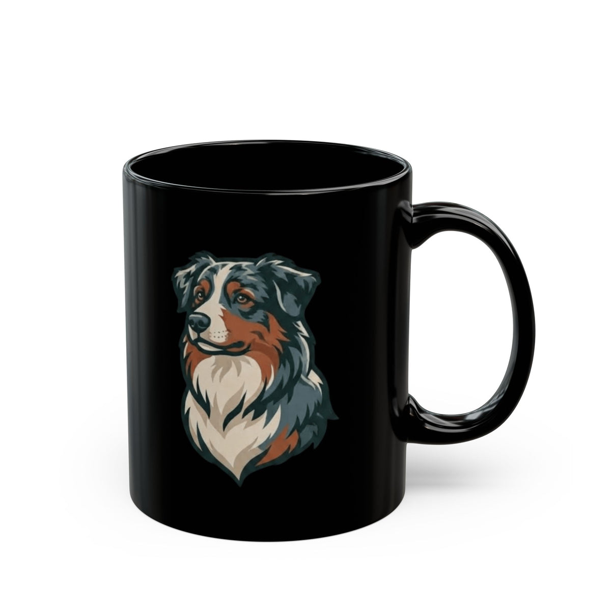 "Australian Sheperd" Black Ceramic Mug — Graphic