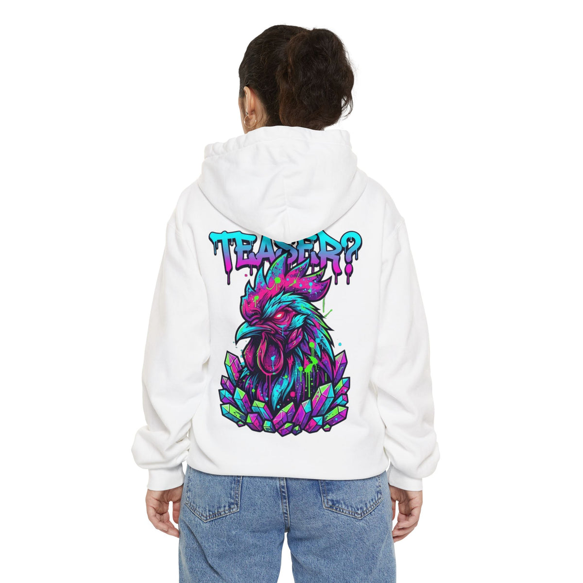 Color: White | Cock Teaser Garment-Dyed Hoodie
