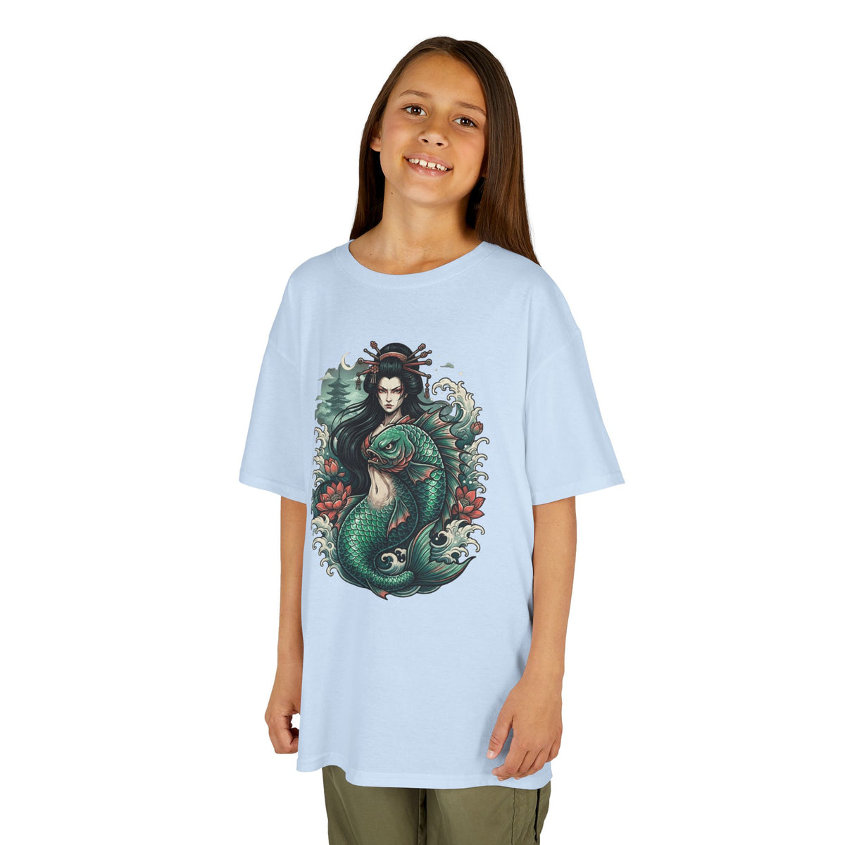 Color: Light Blue | Ningyo (Japanese Folklore) Kids Tee