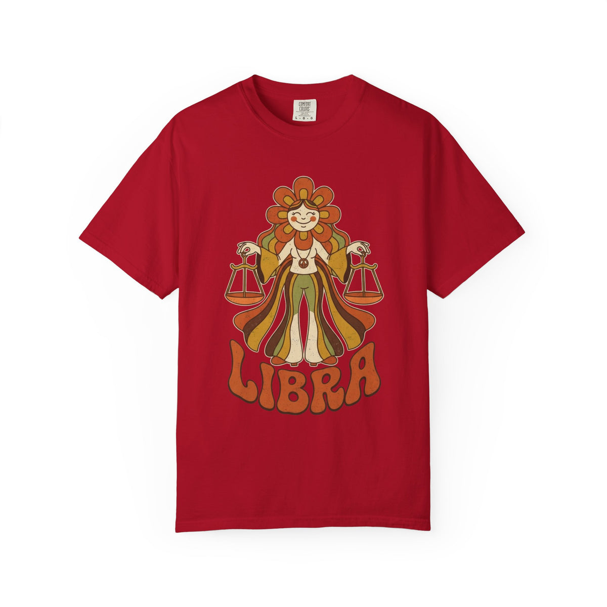"Retro Mascot Groovy Libra" Unisex Garment-Dyed Tee