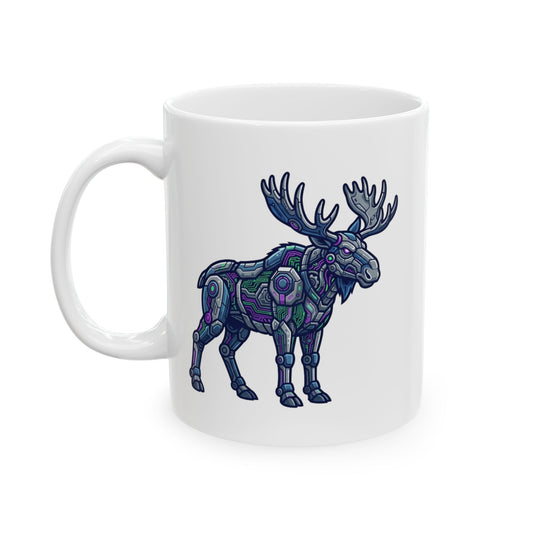 "Cyber Moose" White Ceramic Mug