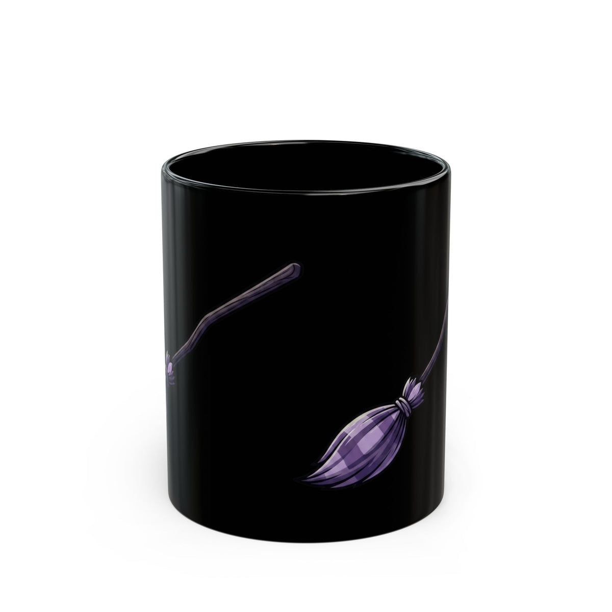 "Wanna See My Broomstick" Black Ceramic Mug — Graphic