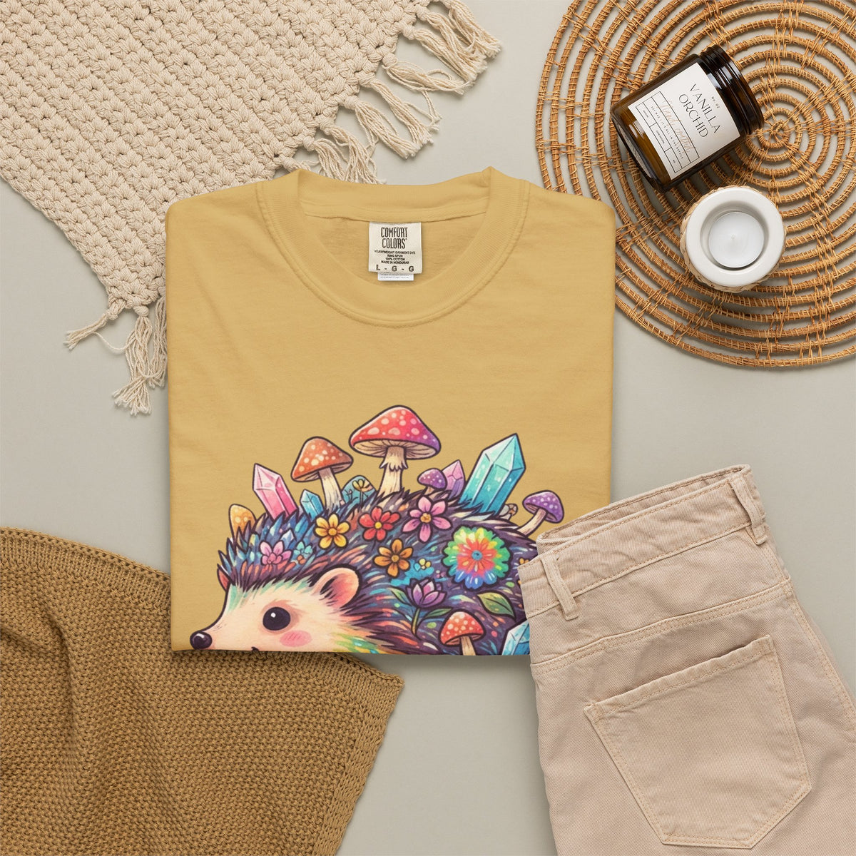 Hippy Hedgehog Unisex Garment-Dyed Tee