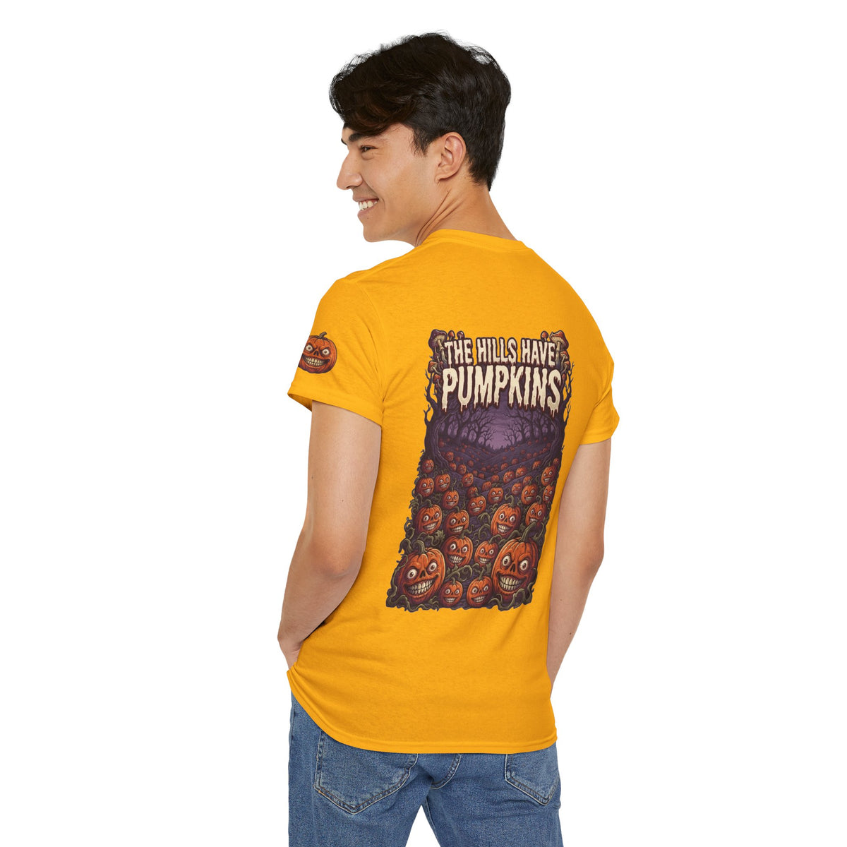 Color: Gold | The Hills Have Pumpkins Premium Graphic Tee
