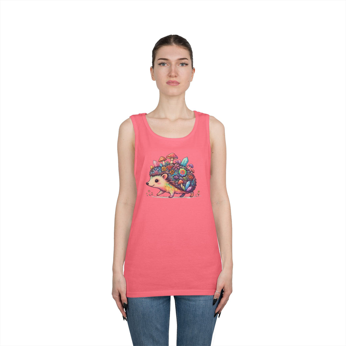 Color: Safety Pink | Hippy Hedgehog Tank Top