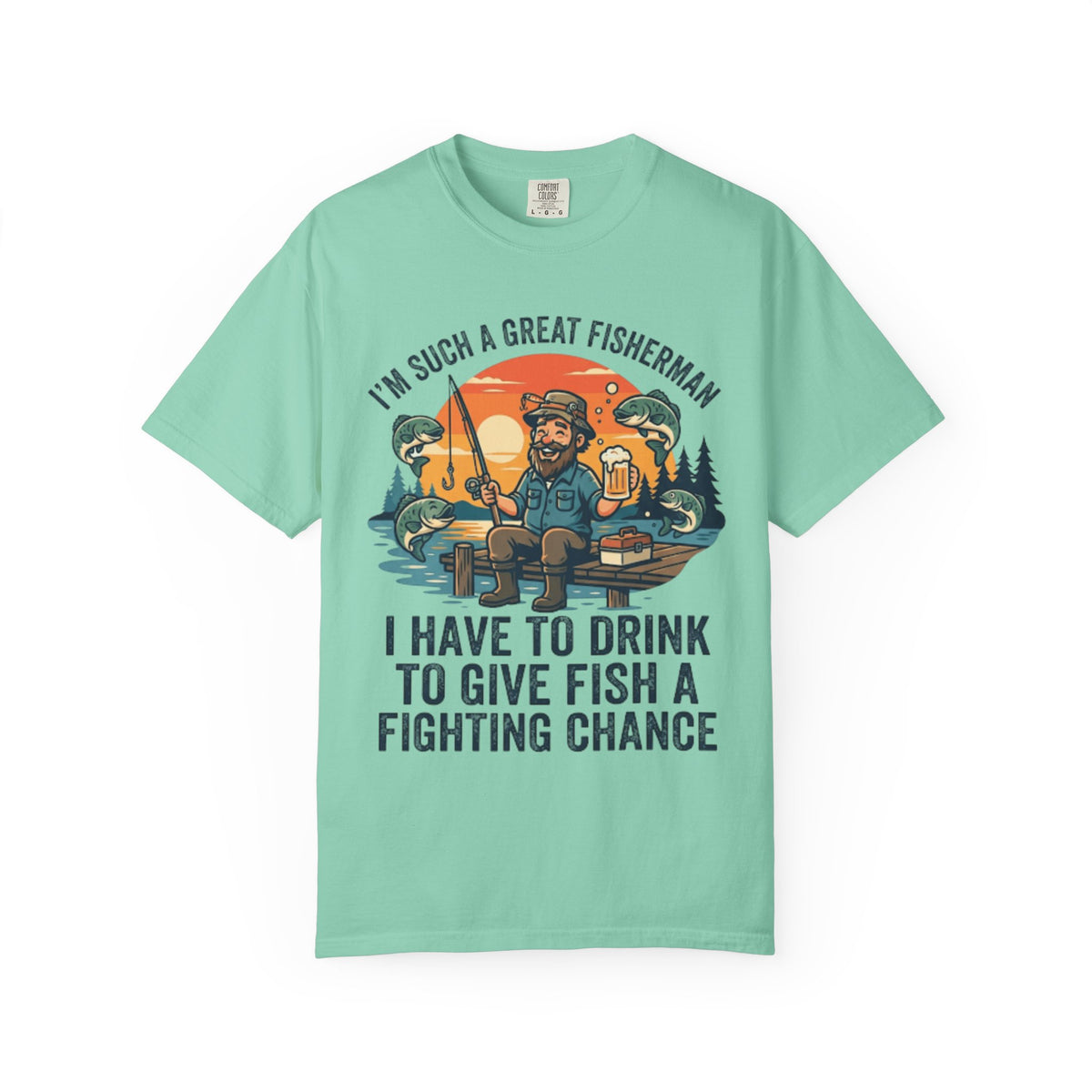 Color: Island Reef | Drink to Give Fish a Fighting Chance Unisex Garment-Dyed Tee