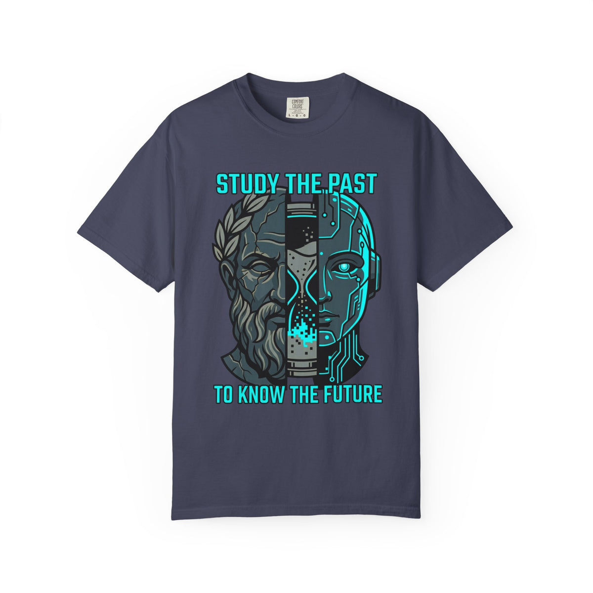 Color: Denim | Study the Past Know the Future Unisex Garment-Dyed Tee