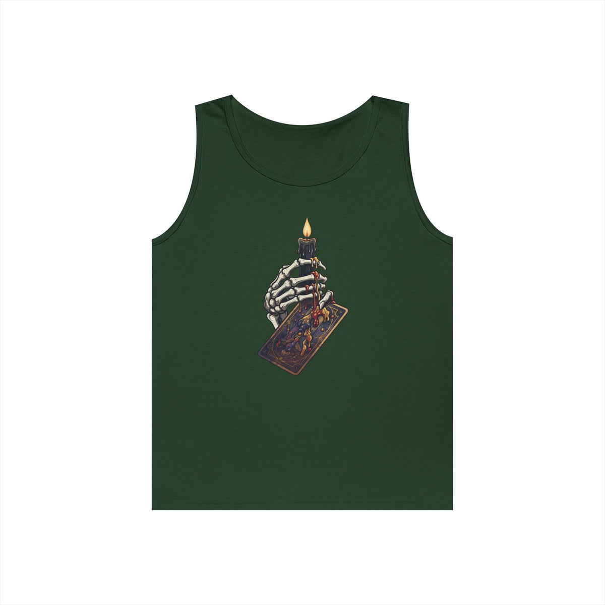 Color: Forest Green | Skeletal Hand And Tarot Card Tank Top