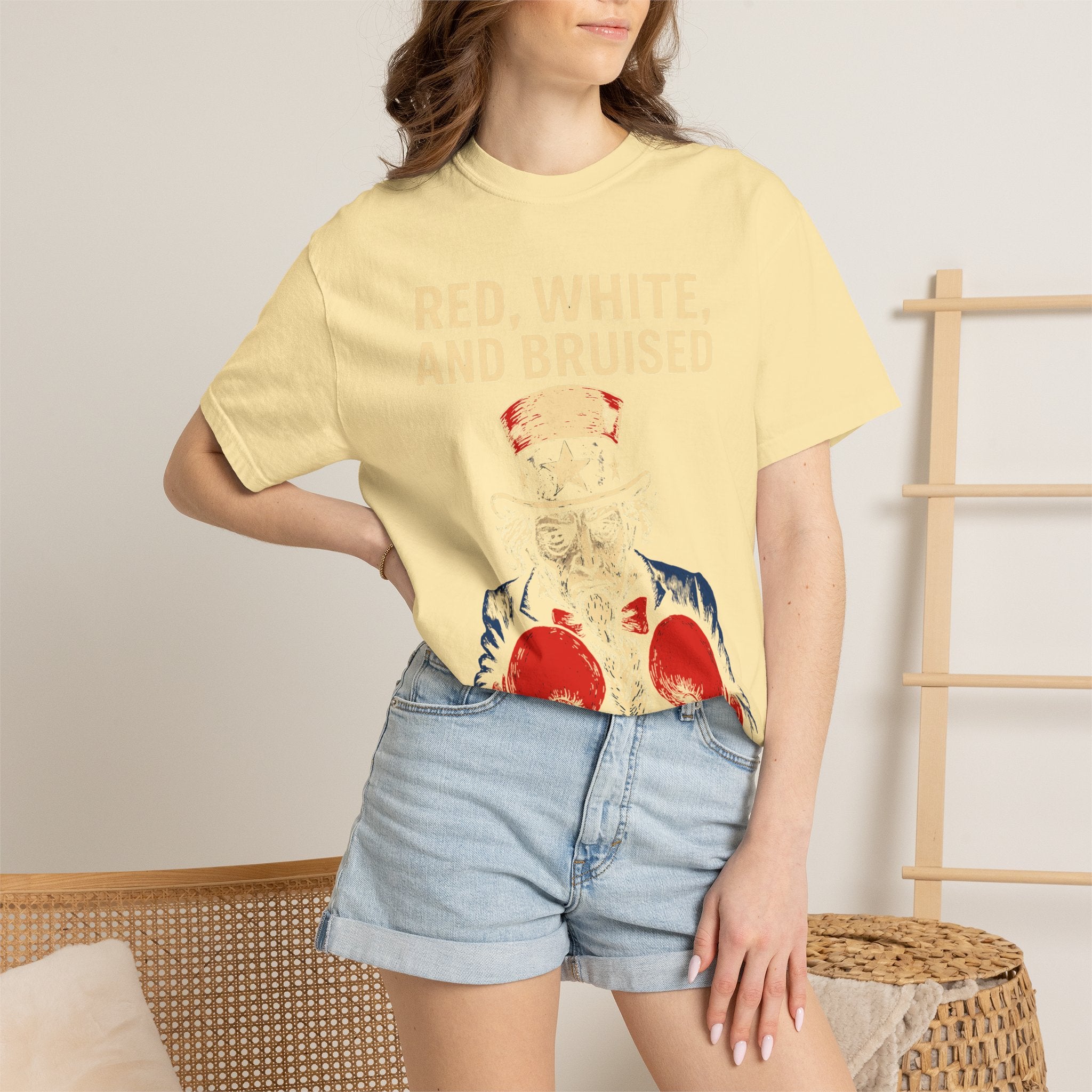 "RED, WHITE, AND BRUISED" Unisex Garment-Dyed T-shirt