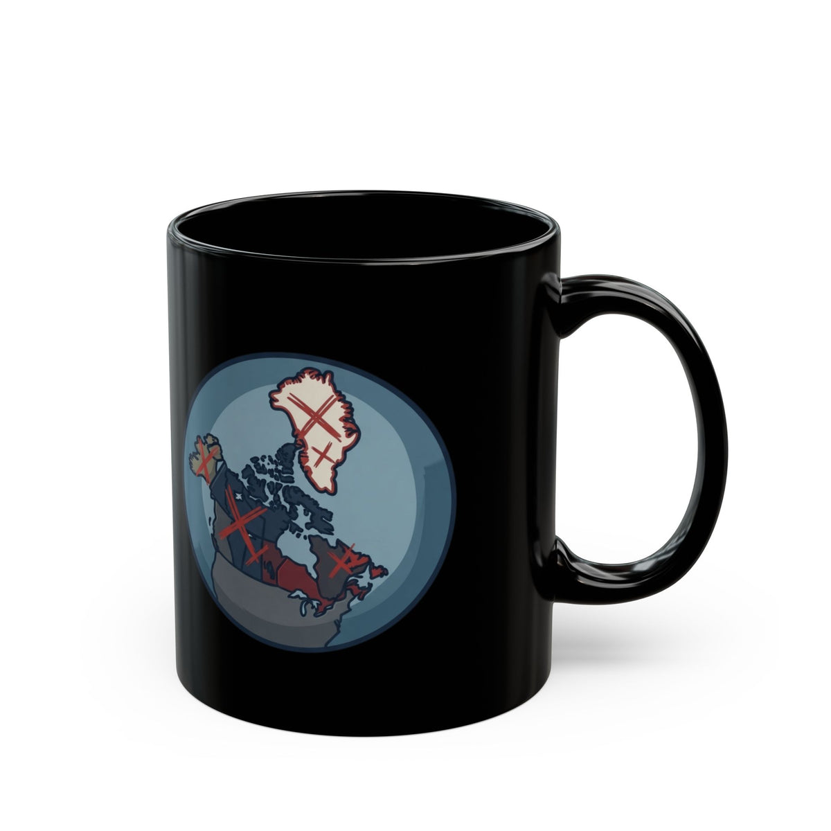 "Loose Talk About Countries That Aren't His" Black Ceramic Mug — Graphic