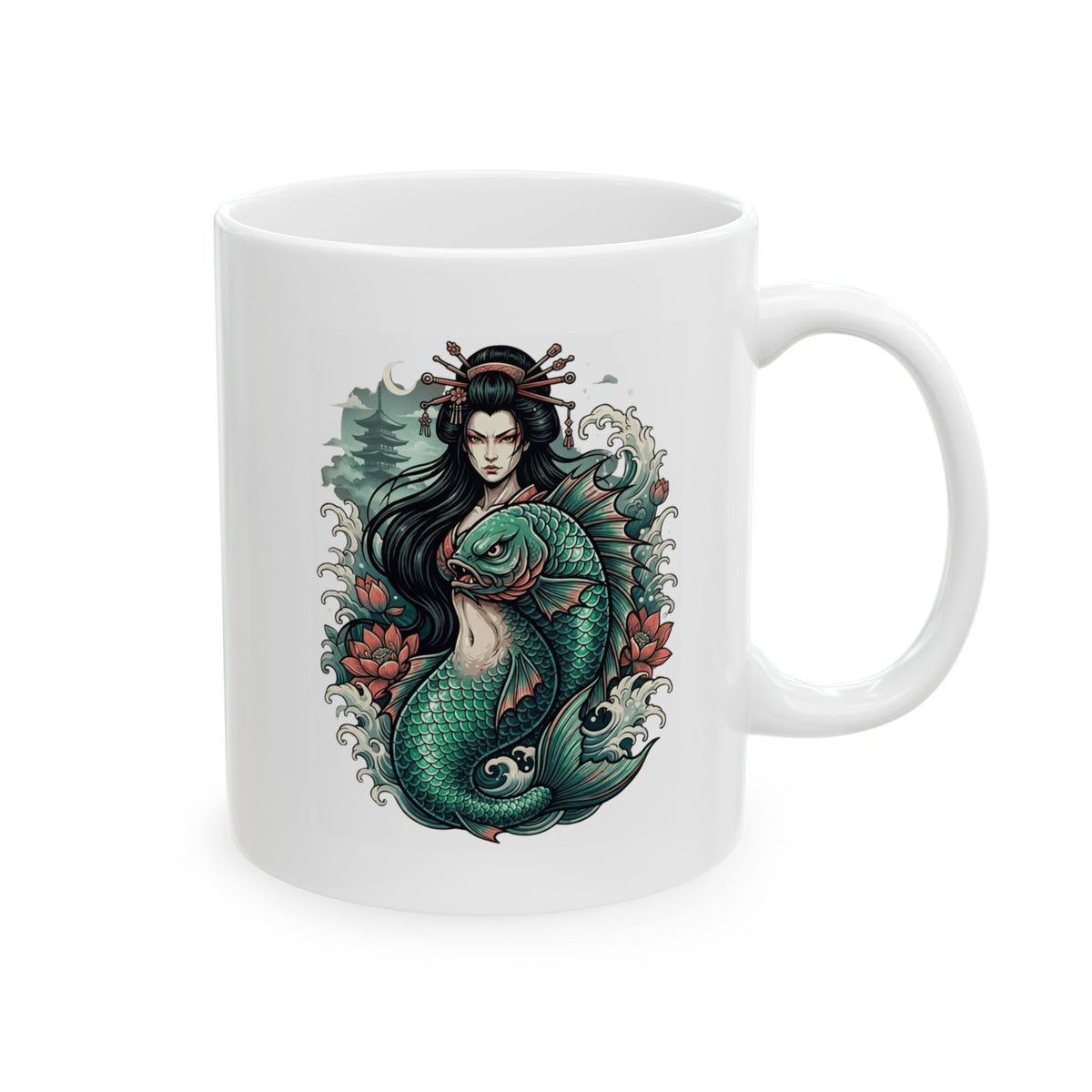 "Ningyo (Japanese Folklore)" White Ceramic Mug