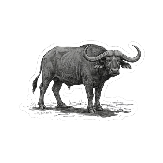 "Pencil Sketch Art Cape Buffalo" Sticker — Main