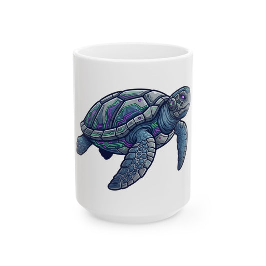 "Cyber Turtle" White Ceramic Mug