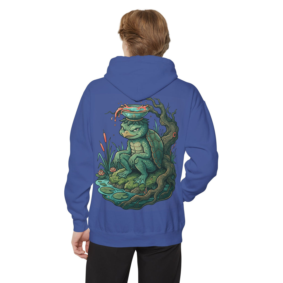 Color: Flo Blue | Kappa (Japanese Folklore) Garment-Dyed Hoodie