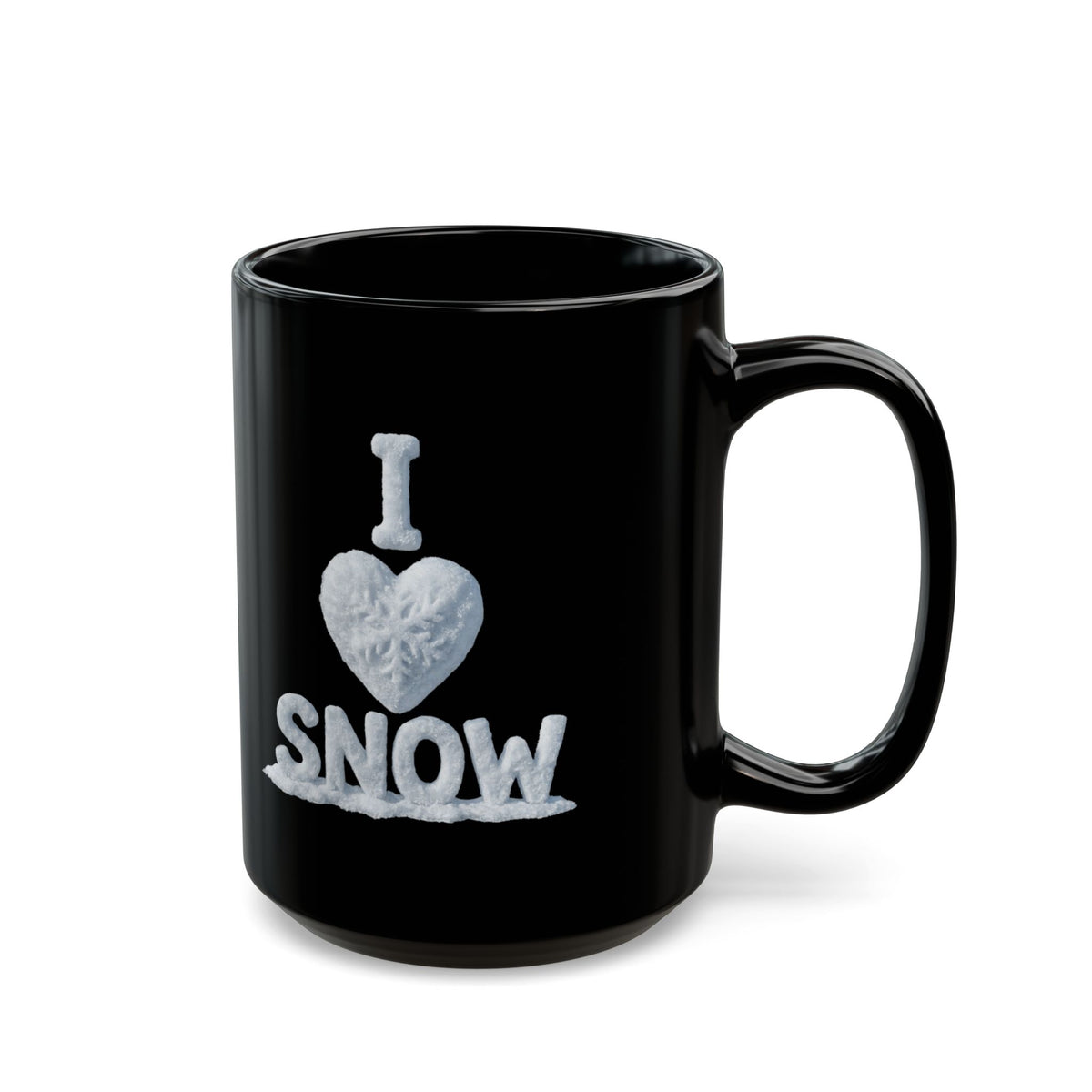 "I Love Snow" Black Ceramic Mug