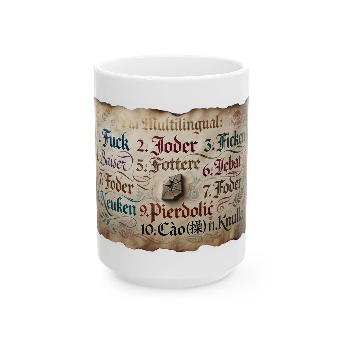 "Multilingual" White Ceramic Mug