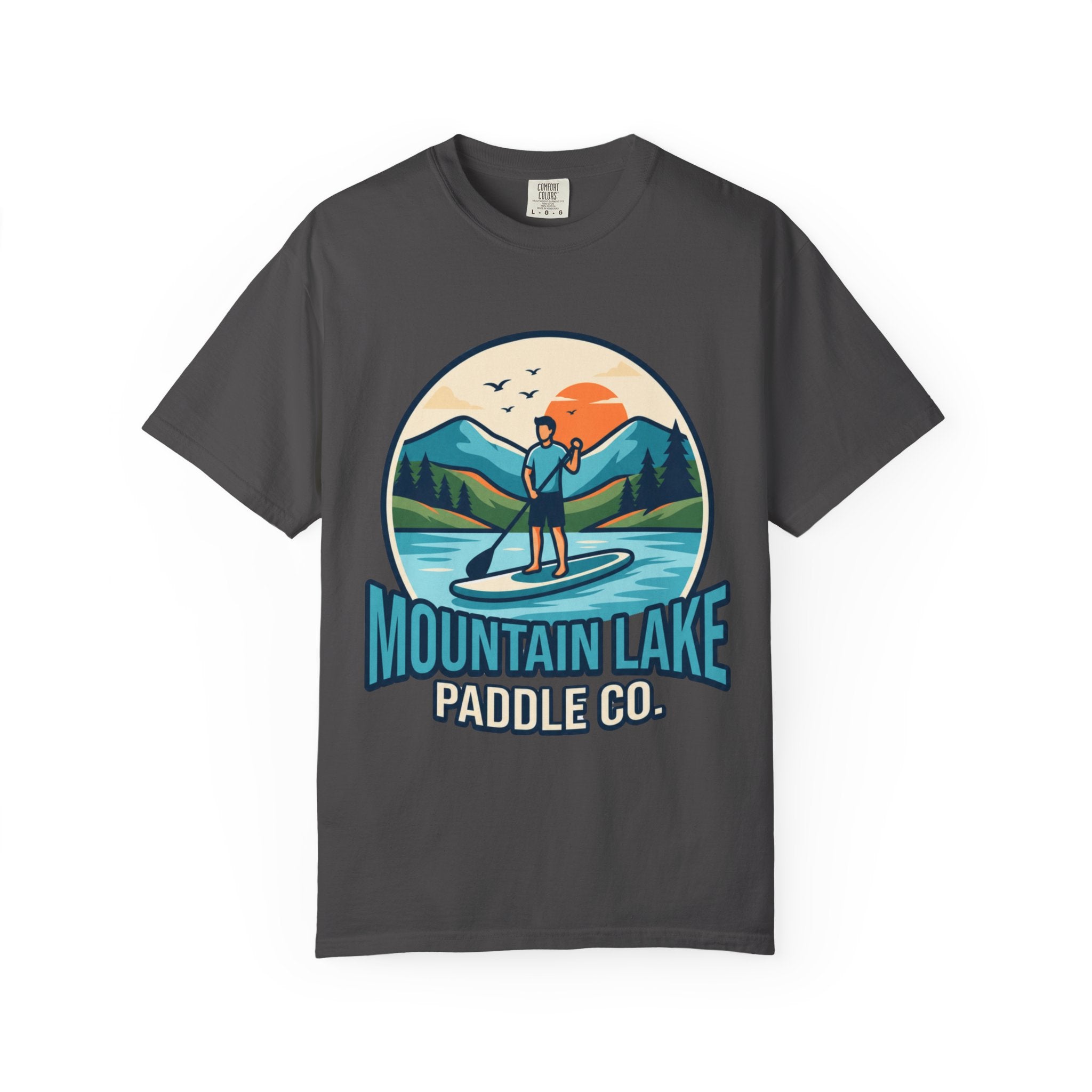 "Mountain Lake Paddle Board" Unisex Garment-Dyed Tee