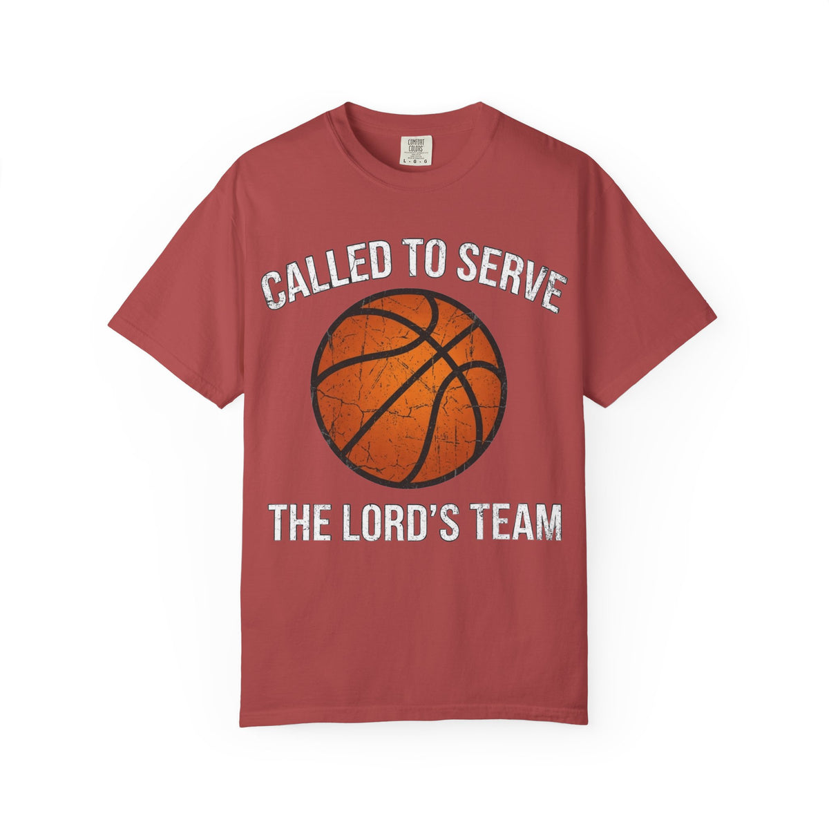 Color: Crimson | Called To Serve The Lord's Team Christian Basketball T-Shirt - Distressed Religious Sports Tee for Men and Women