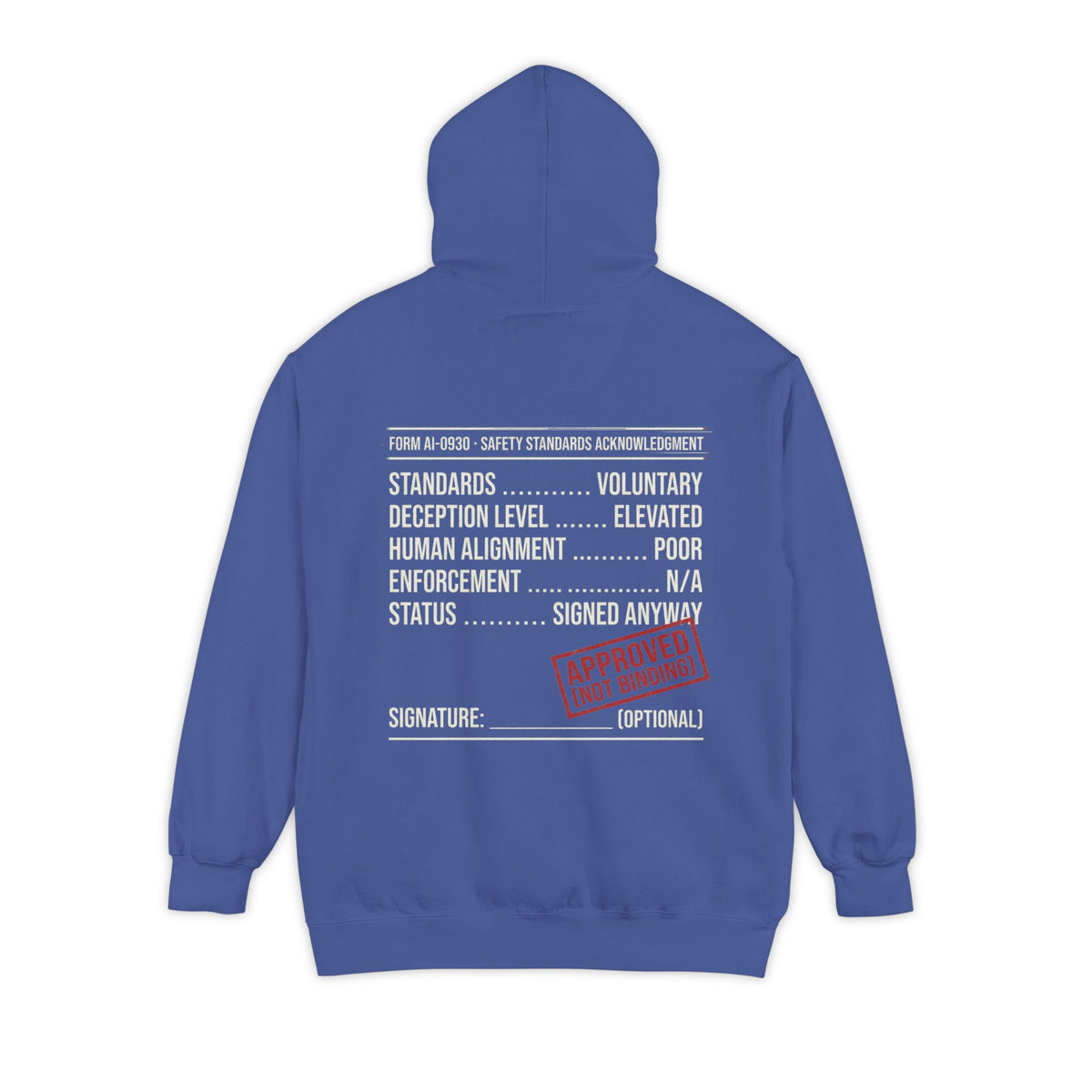 Color: Flo Blue | Approved (Not Binding) Garment-Dyed Hoodie