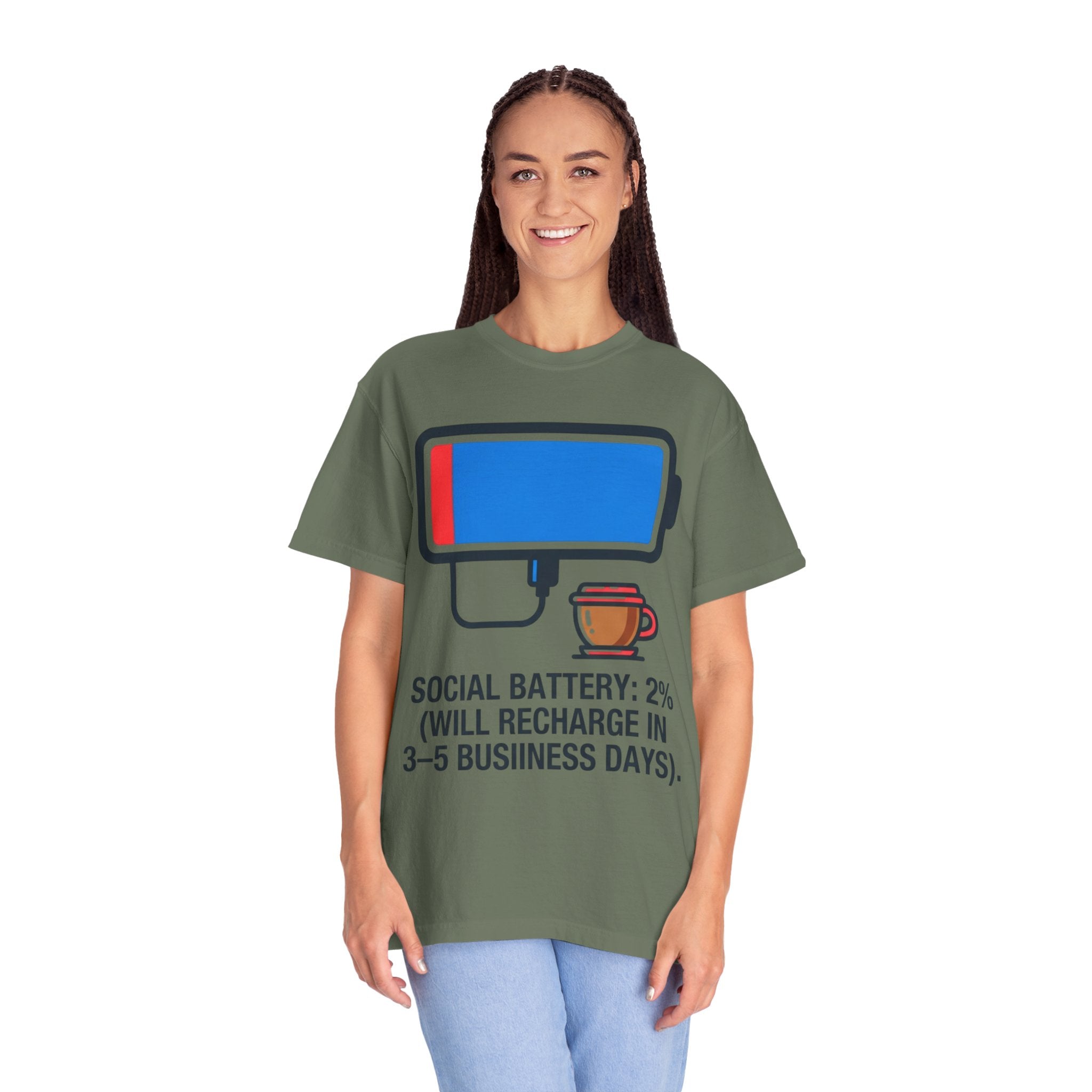 "Social Battery" Unisex Garment-Dyed Tee