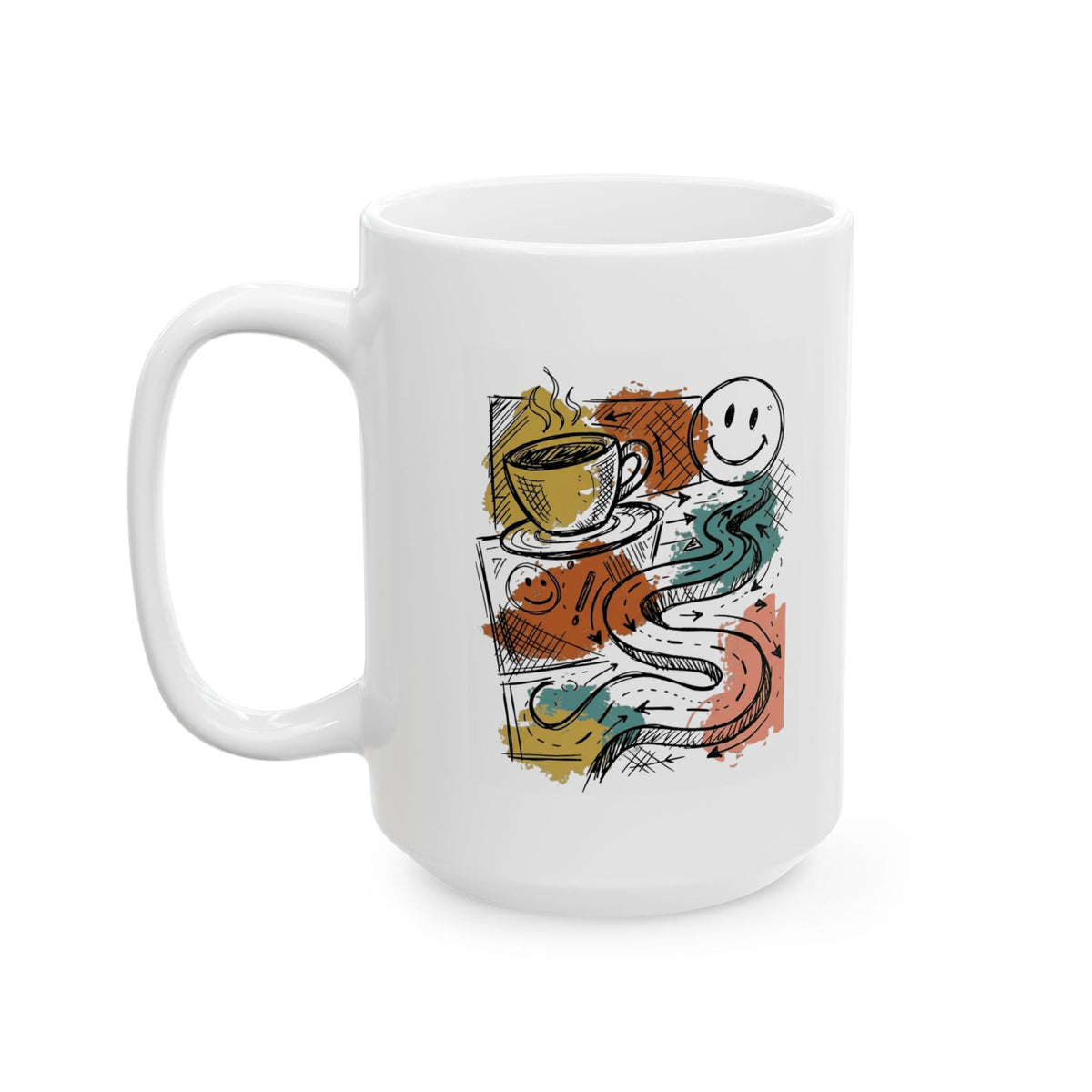 "Happy Coffee" White Ceramic Mug