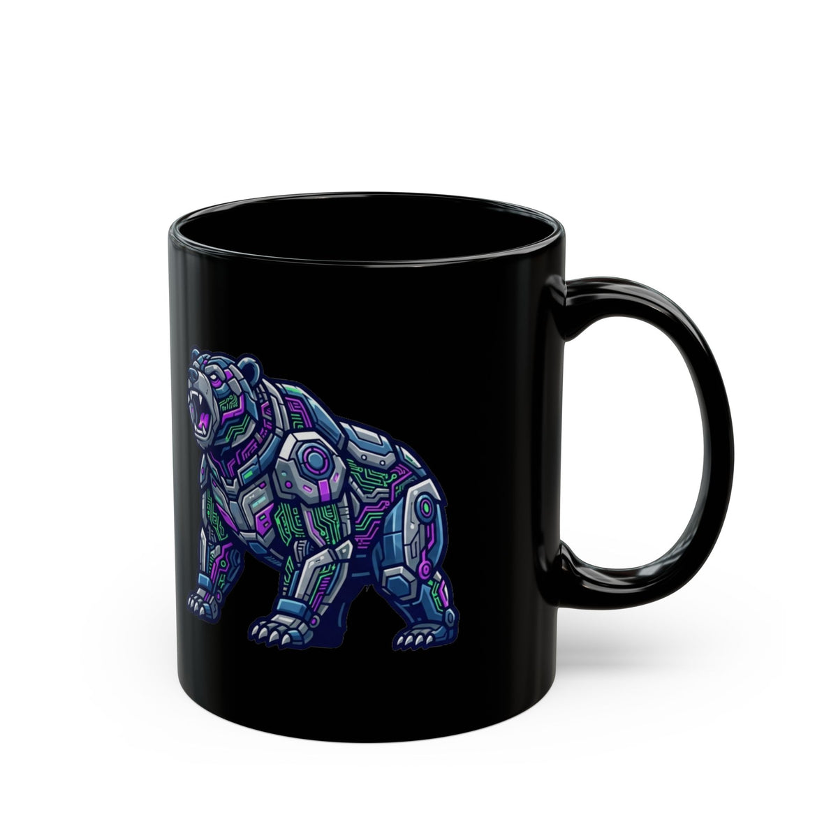 "Cyber Bear" Black Ceramic Mug