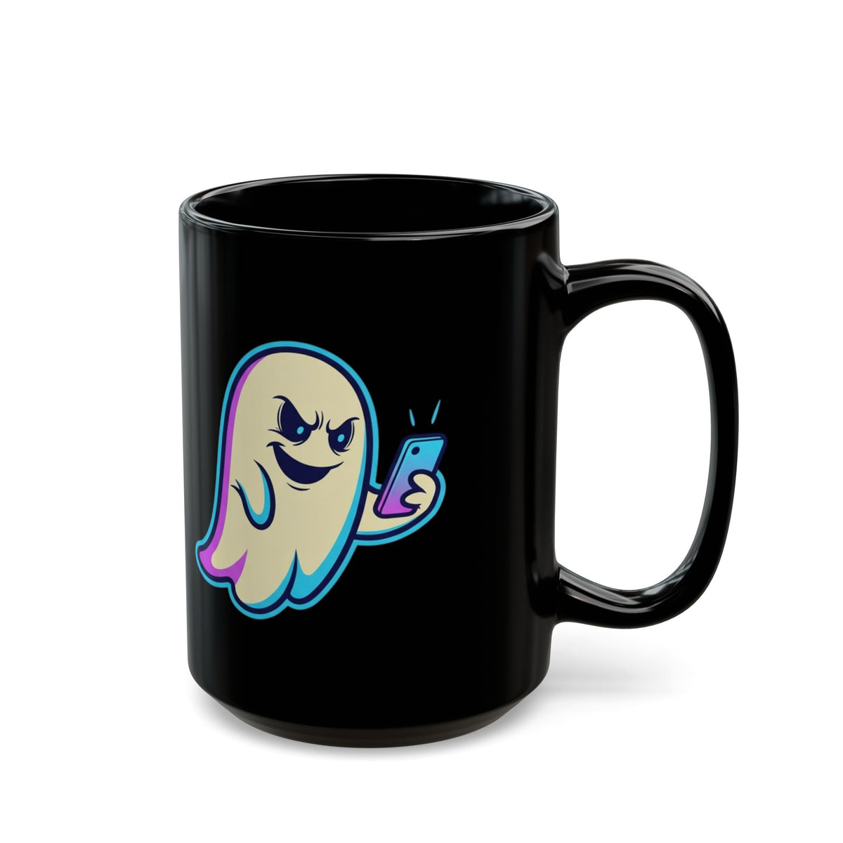 "Ghosting" Black Ceramic Mug — Graphic