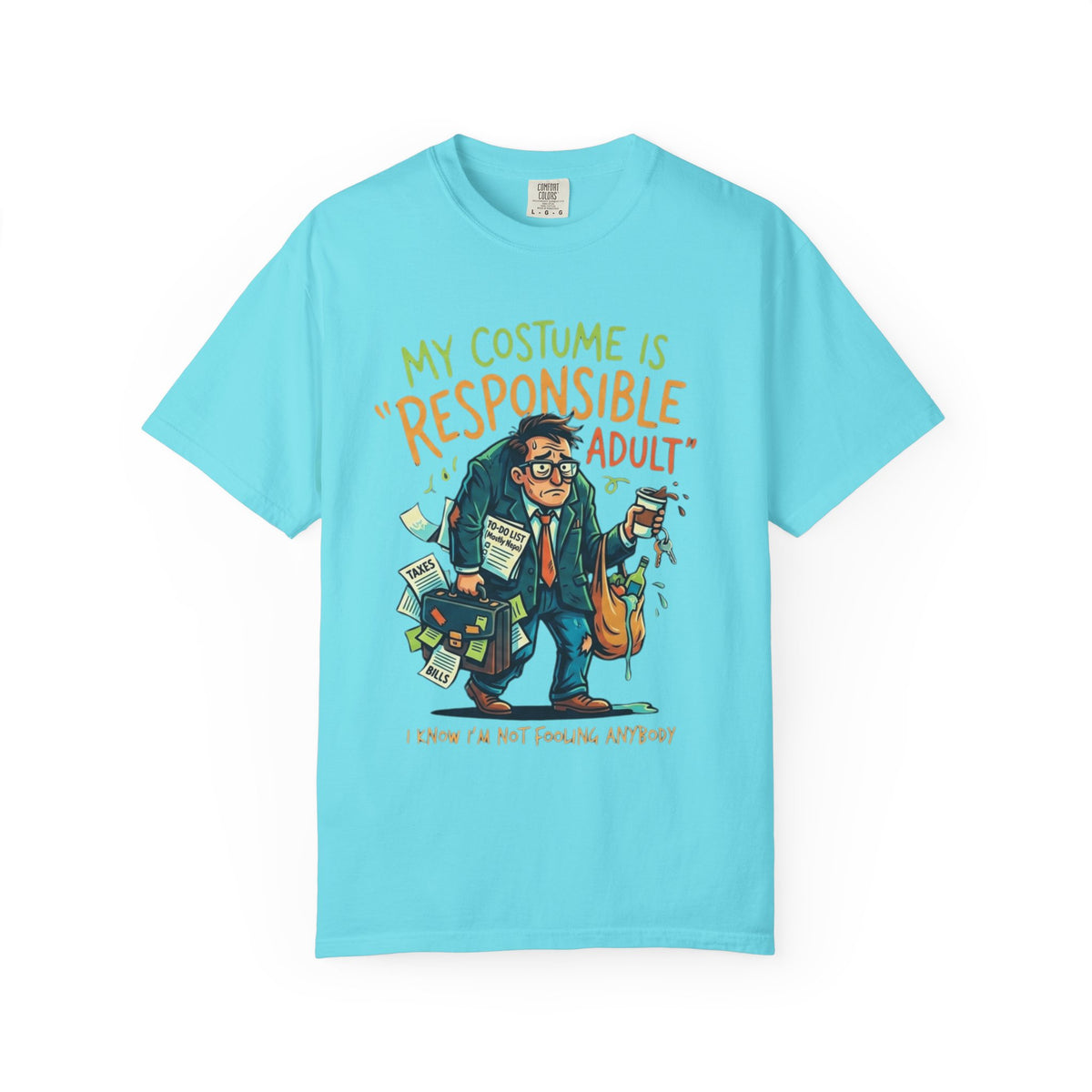 Color: Lagoon Blue | Responsible Adult Costume Unisex Garment-Dyed Tee