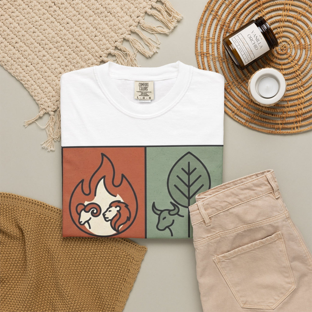 "Four Elements- Fire, Earth, Air, Water" Unisex Garment-Dyed Tee