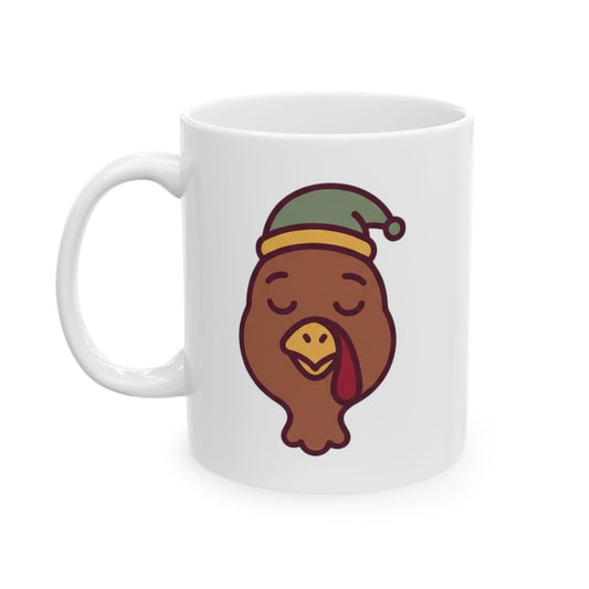 "The Turkey Made Me Do It" White Ceramic Mug — Graphic
