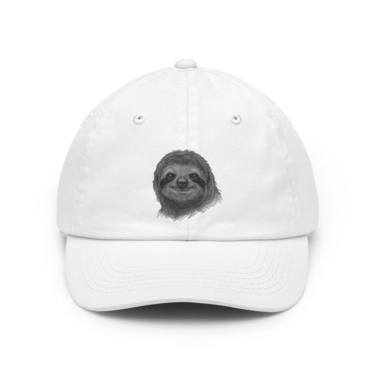 Color: White | Pencil Sketch Art Sloth Dad Hat — Graphic