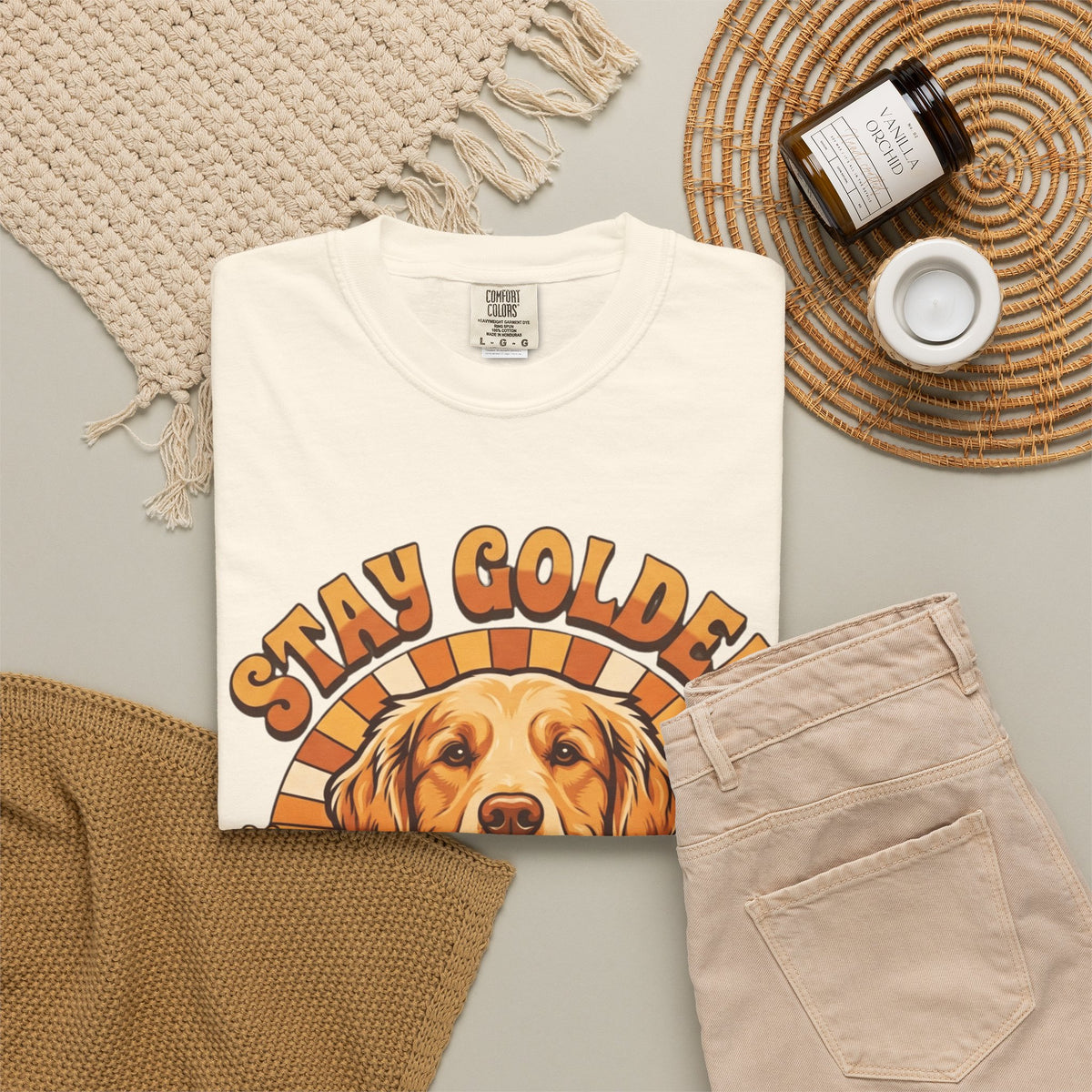 "Stay Golden & Bark On" Unisex Garment-Dyed Tee