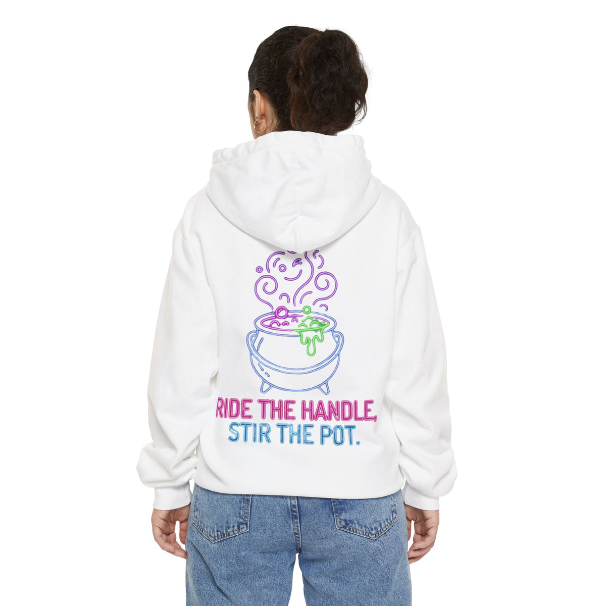 Color: White | Ride The Handle, Stir The Pot Garment-Dyed Hoodie