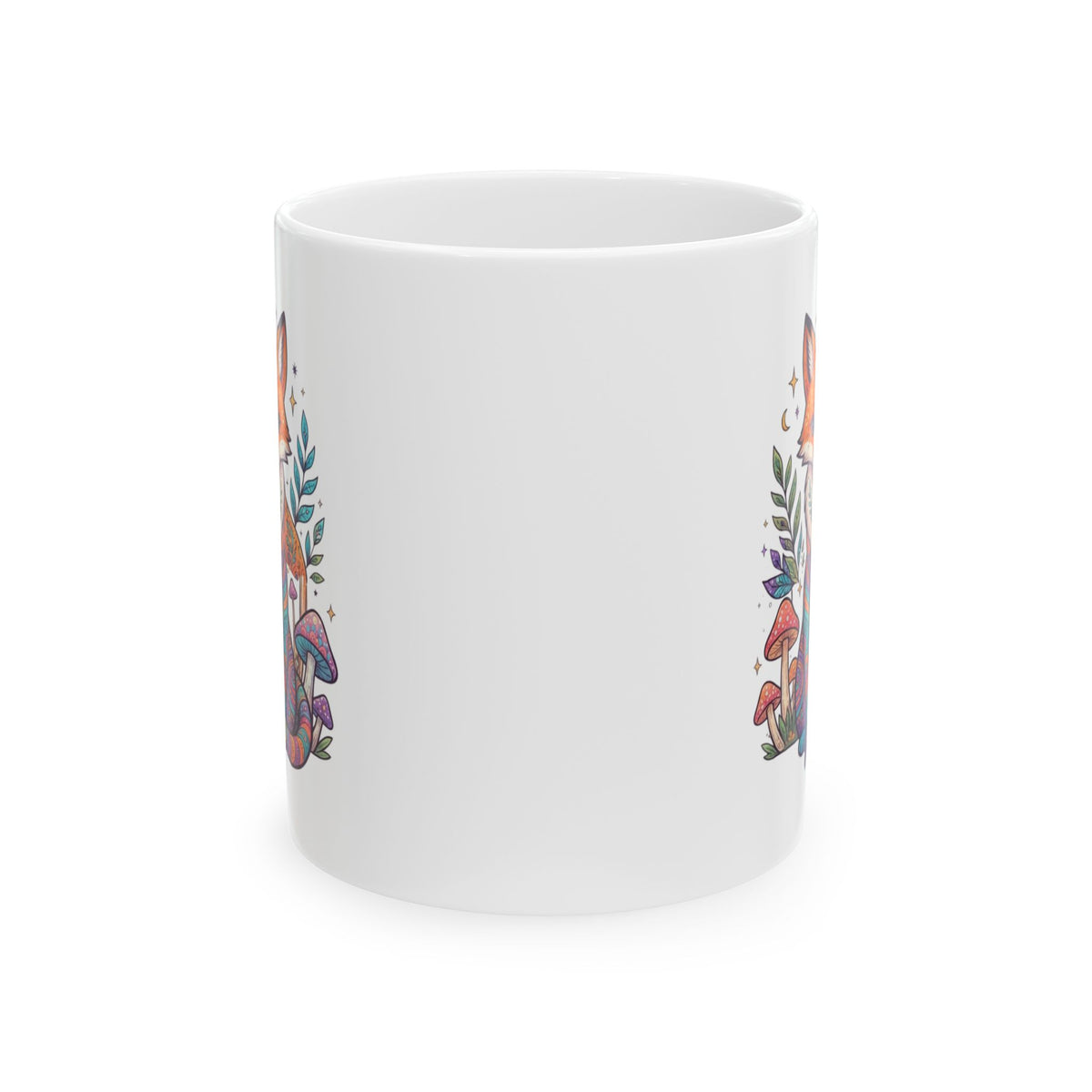 "Hippy Fox" White Ceramic Mug