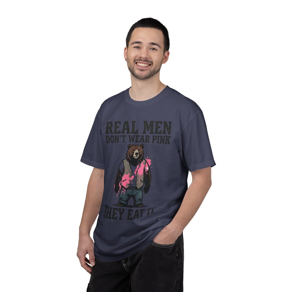 Color: Denim | Real Men Eat Pink Unisex Garment-Dyed Tee