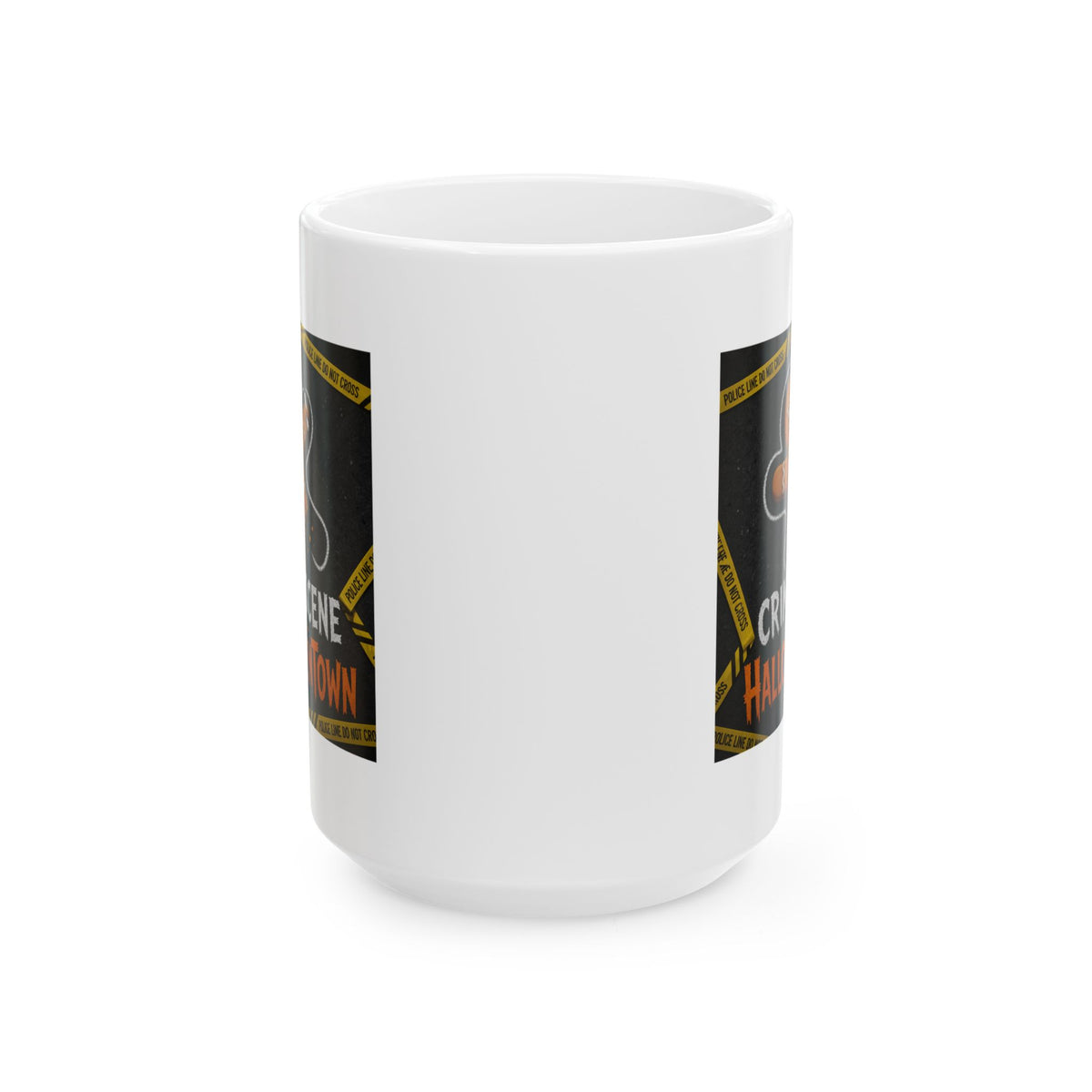 "Crime Scene in Halloweentown" White Ceramic Mug